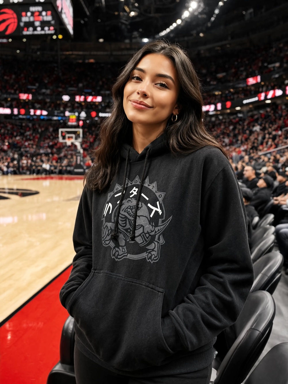 MITCHELL & NESS NBA Toronto Raptors Hoodie w/ Retro Dino and Katakana